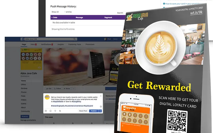 QR-code poster and social post promoting a digital loyalty card