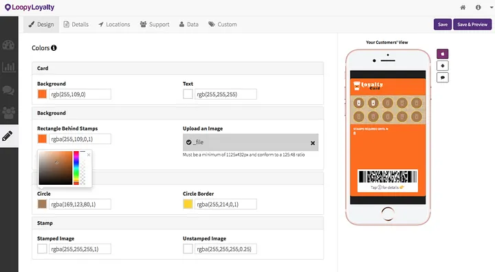 Customize your card using user-friendly tools