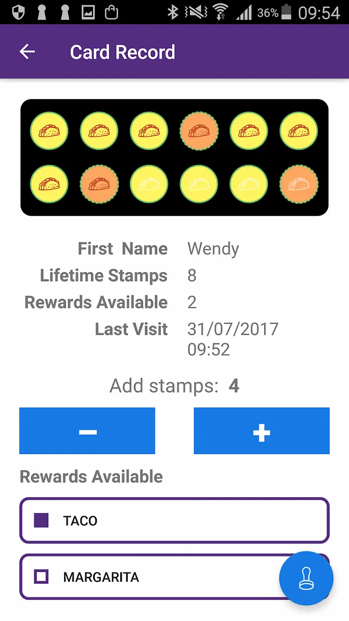 Stamp loyalty punch cards