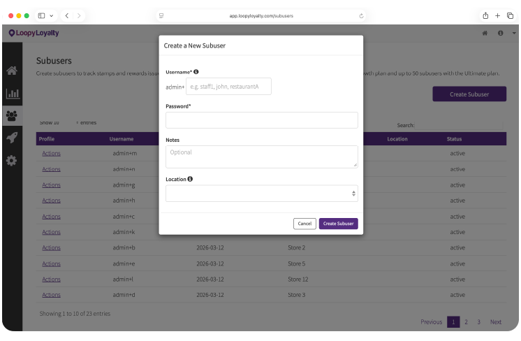 Loopy Loyalty controlled access