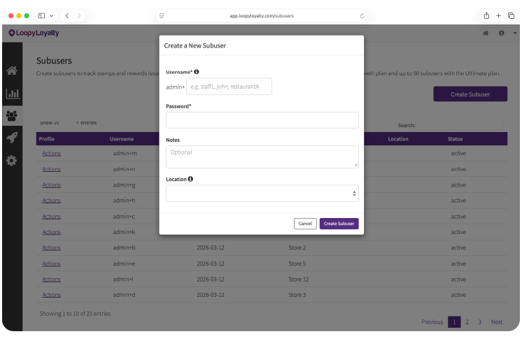 Loopy Loyalty controlled access