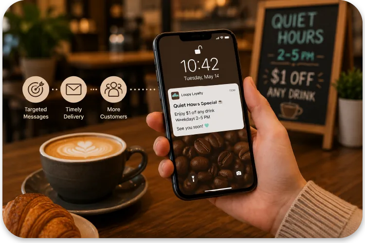 Loopy Loyalty Cafe
        Promote Quiet Hours and Specials